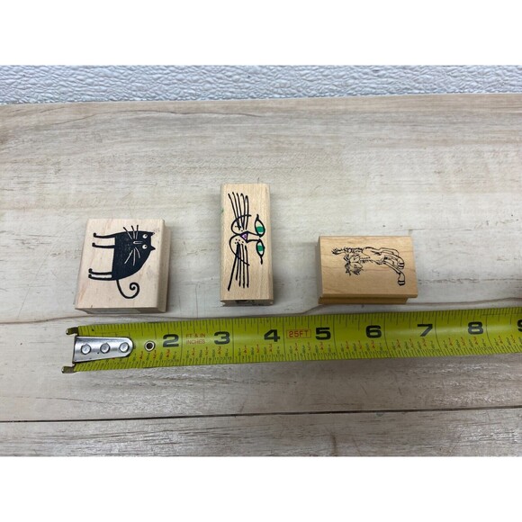 Set Of 3 Mixed Brands Cats Wood Mounted Rubber Stamps - Picture 5 of 5